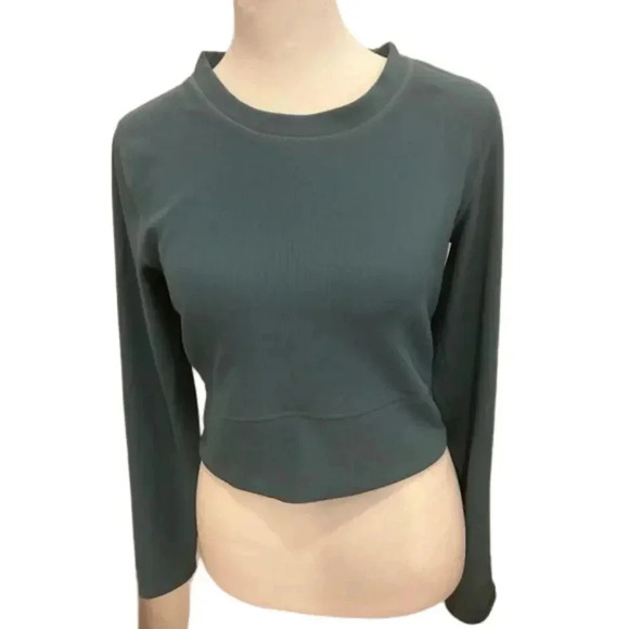 MOVE THEOLOGY green crop long sleeve top women size medium - Picture 1 of 4